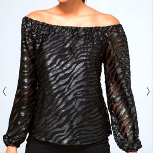 White House Black Market shimmer off shoulder Top size XS